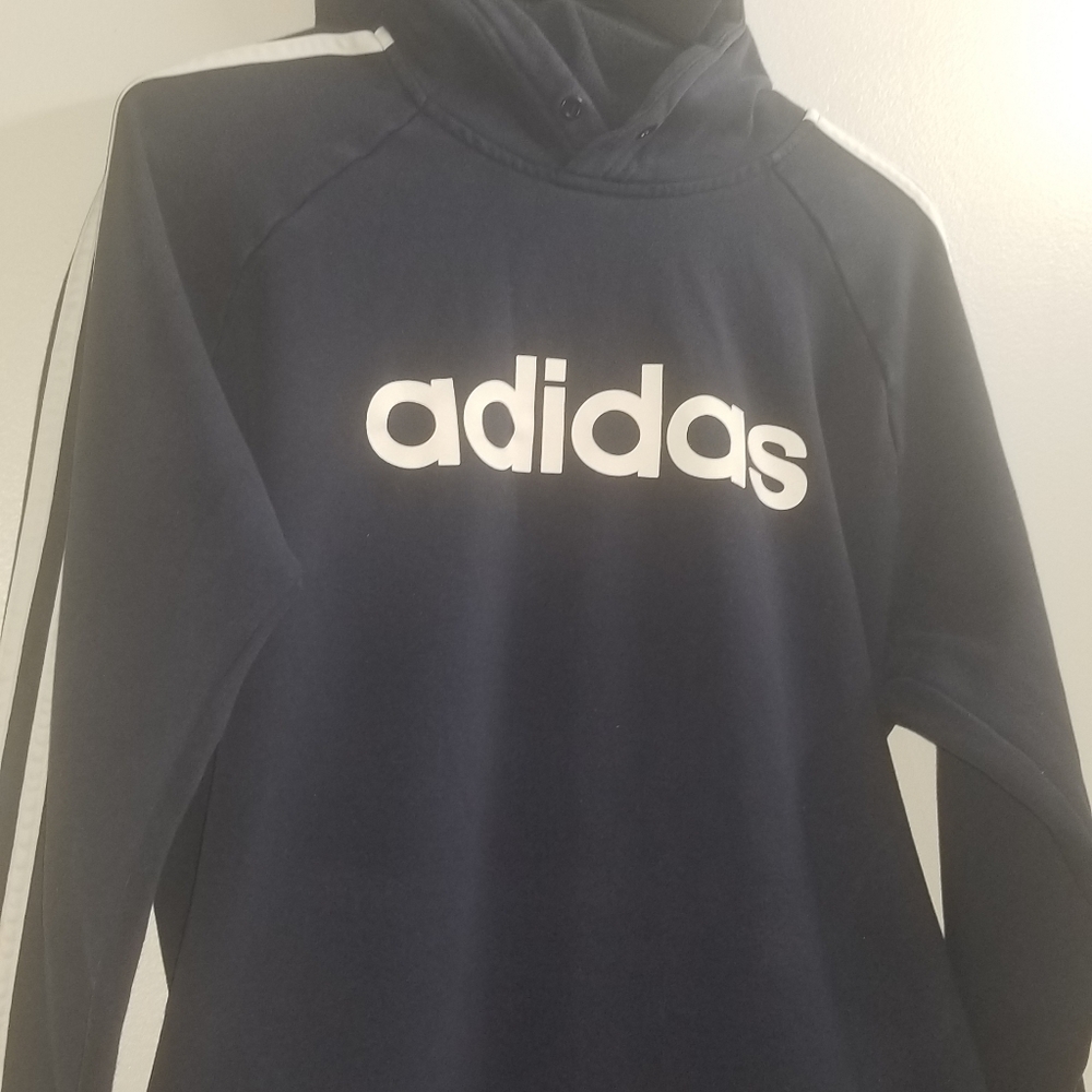 Black and white Adidas striped hoodie